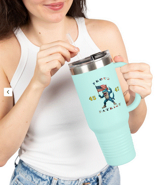 Travel Mug - Commemorative 45 47 Proud Patriot Shark Design, 40oz Insulated