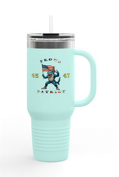 Travel Mug - Commemorative 45 47 Proud Patriot Shark Design, 40oz Insulated