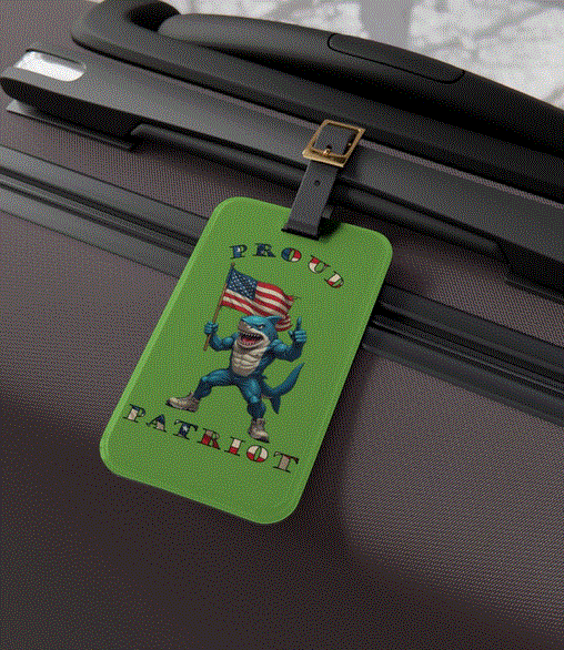 Luggage Tag - Proud Patriot Shark Design