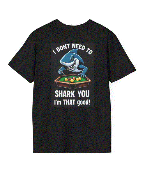 Pool Shark Unisex Softstyle T-Shirt - Logo w/Shark You Design