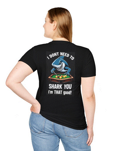 Pool Shark Unisex Softstyle T-Shirt - Logo w/Shark You Design