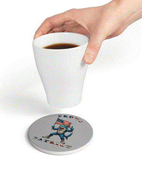 Ceramic Coaster - Proud Patriot Shark Design
