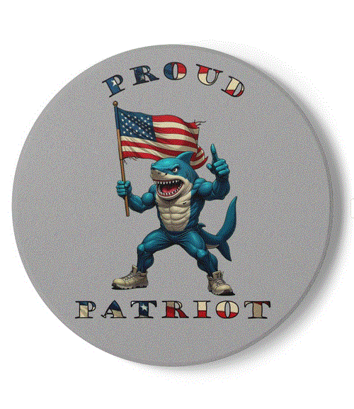 Ceramic Coaster - Proud Patriot Shark Design