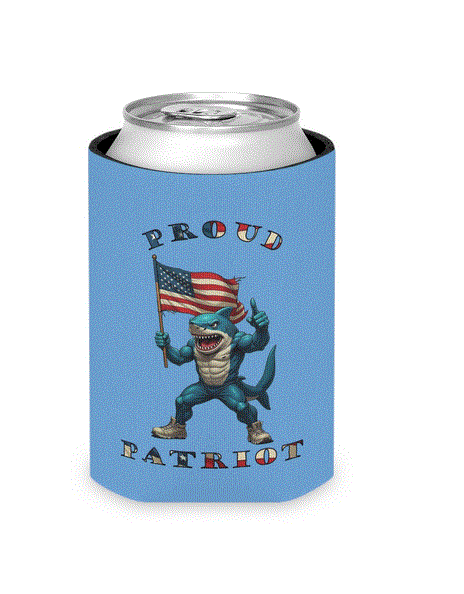 Can Cooler - Proud Patriot Shark Design