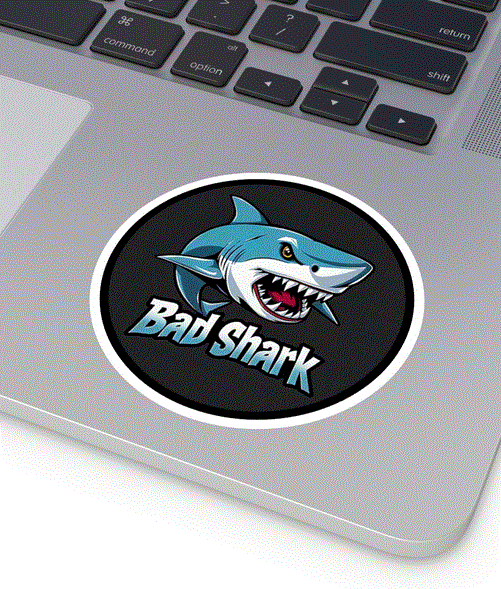 Sticker Round Bad Shark Indoor/Outdoor