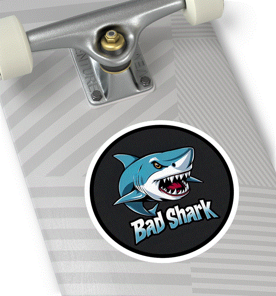 Sticker Round Bad Shark Indoor/Outdoor