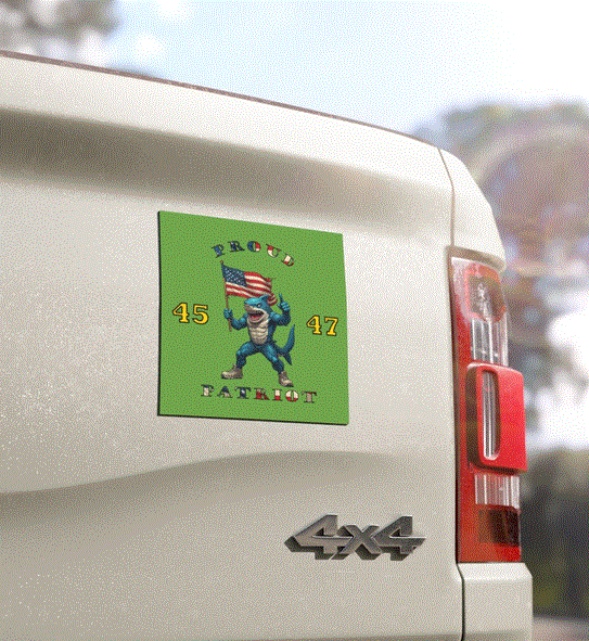 Proud Patriot Car Magnet - Commemorative 45 47 Patriotic Shark Design