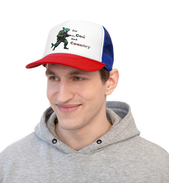 Trucker Cap - For God and Country Shark Design
