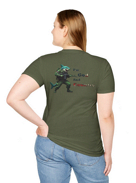 Graphic Tee - For God and Country Shark T-Shirt