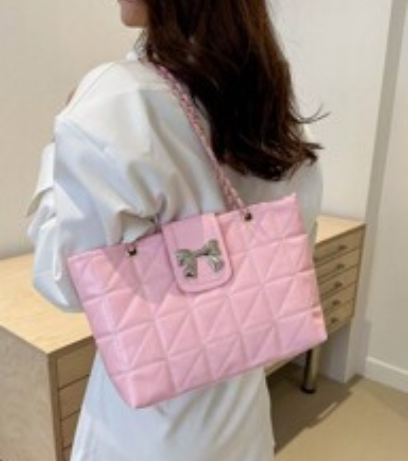 Pink Quilted Handbag