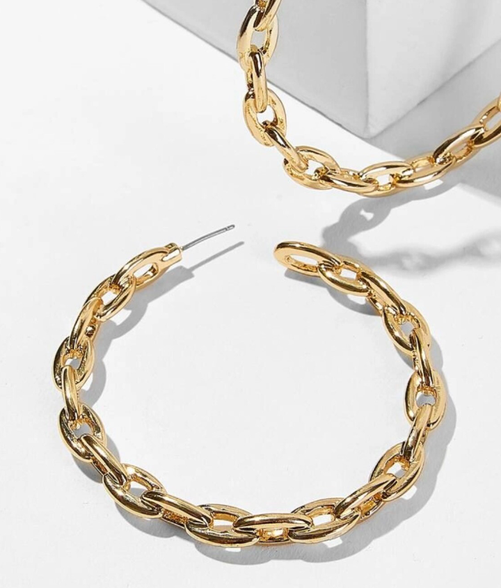 Gold Chain Hoop Earrings