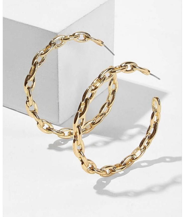 Gold Chain Hoop Earrings