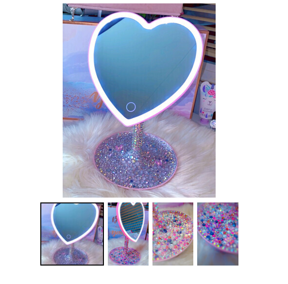 Heart-Shaped LED Makeup Mirror