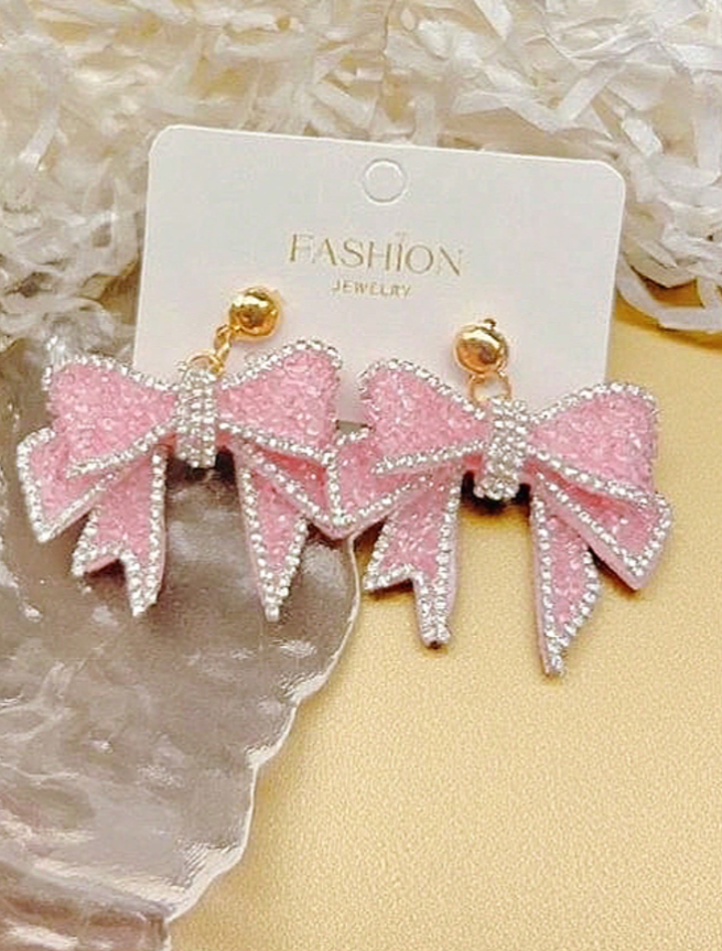 Pretty in Pink Bow Earrings