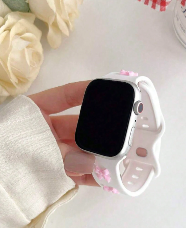 Pink Bow Silicone Apple Watch Band