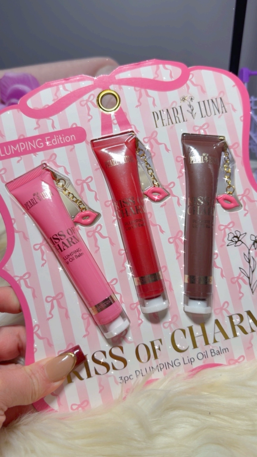 💋 Kiss of Charm – 3pc Plumping Lip Oil Balm Set