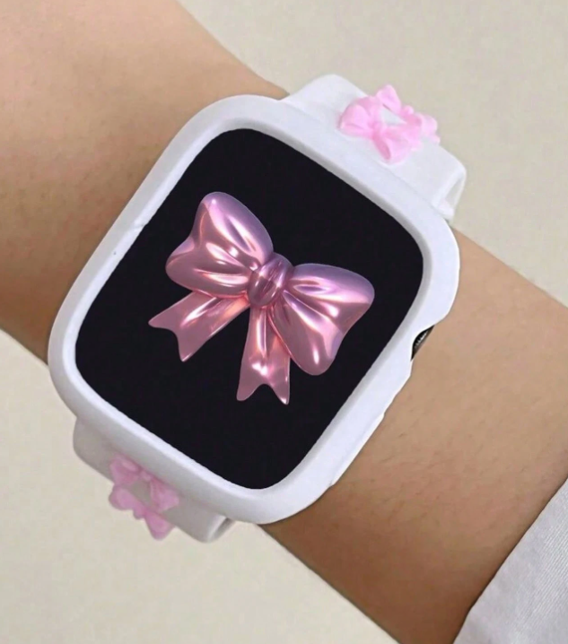 Pink Bow Silicone Apple Watch Band