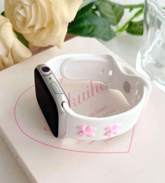 Pink Bow Silicone Apple Watch Band