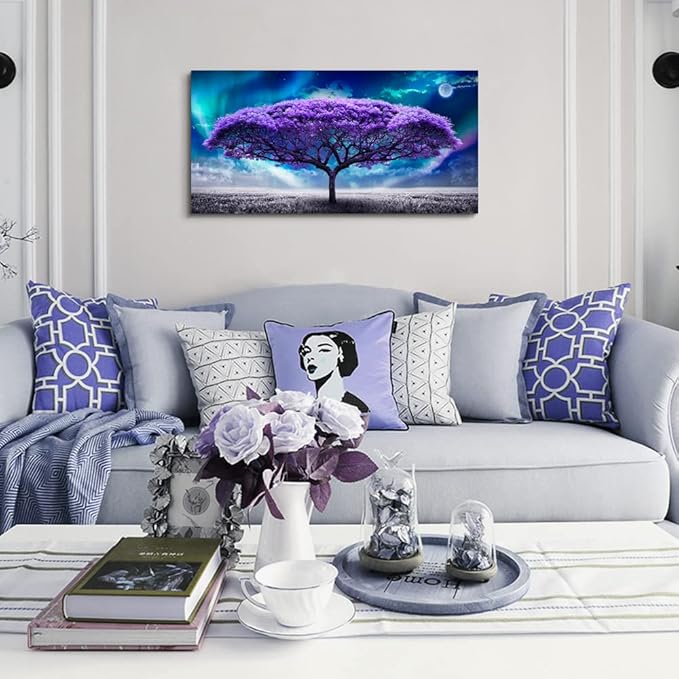 Wall Decor For Bedroom Purple Tree Abstract Scenery Pictures Artwork