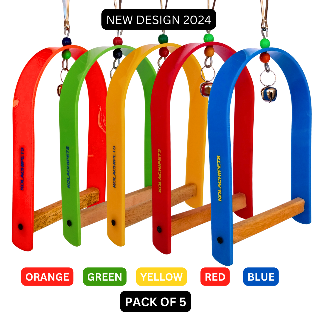 Kolachipets pack of 5 new design best acrylic wooden swing for bird cage and pet toy parrot boredom breaker pet accessories