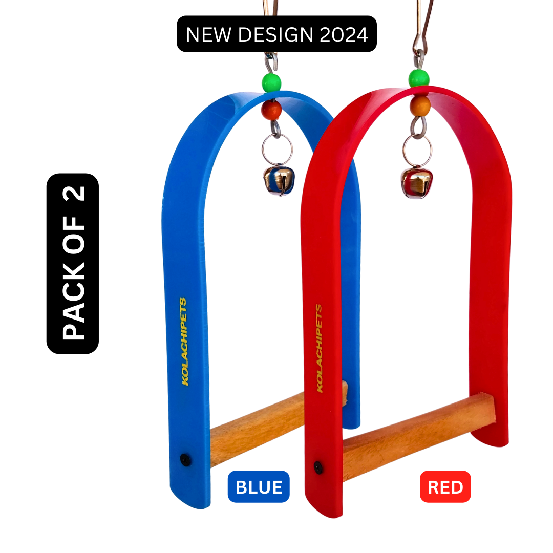 Kolachipets pack of 2 new design best acrylic wooden swing for bird cage and pet toy parrot boredom breaker pet accessories