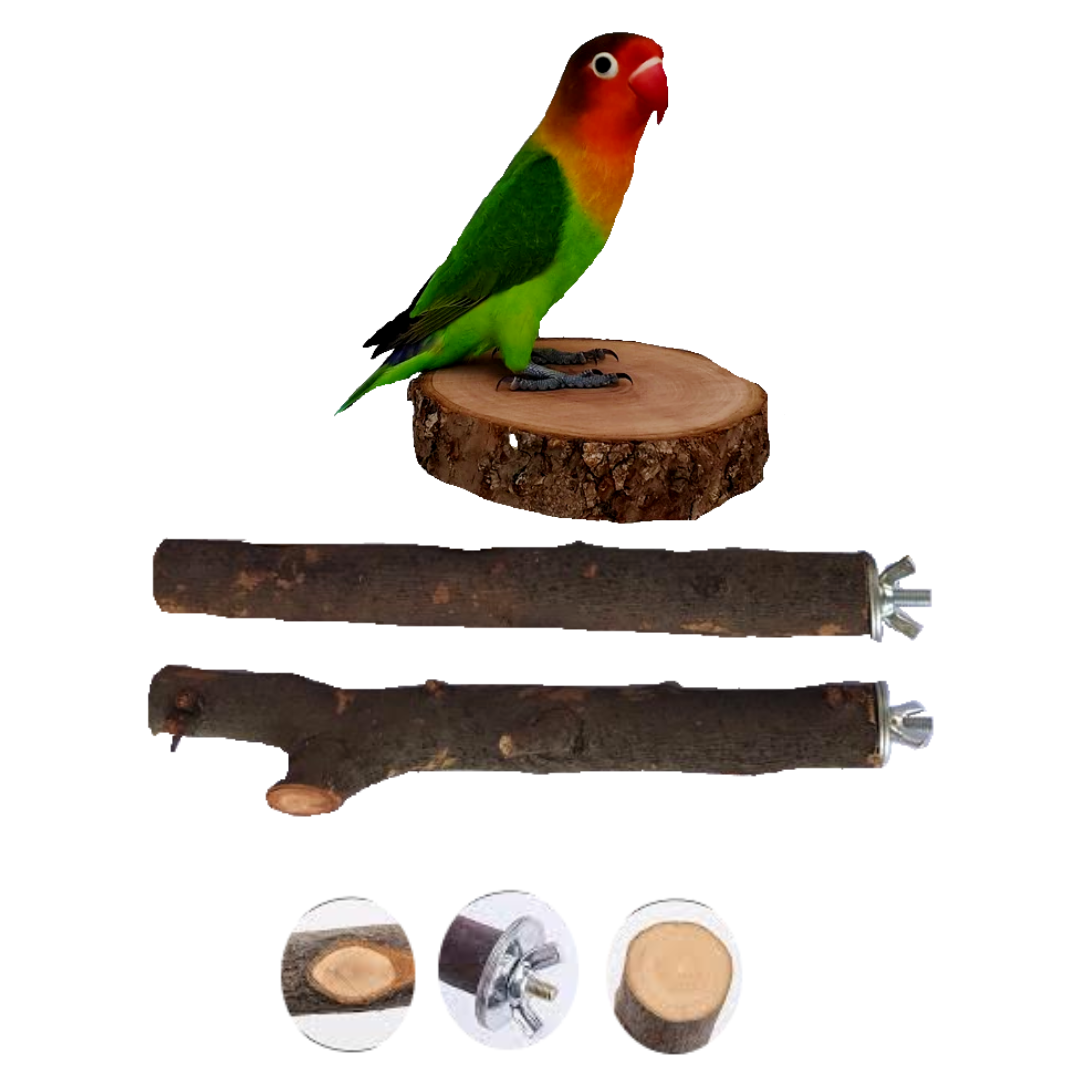 π¦ Natural Wooden Bird Perch Set β Pack of 3 | Cage Accessories for Parrots, Budgies, Cockatiels, Lovebirds & More