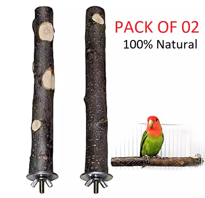 🐦 Pack of 2 Natural Wood Bird Perches | Parrot Cage Accessories | Easy Install | 100% Natural