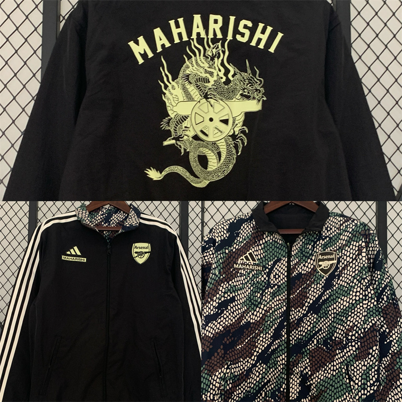 23-24 Arsenal Black and Snake reversible Windbreaker