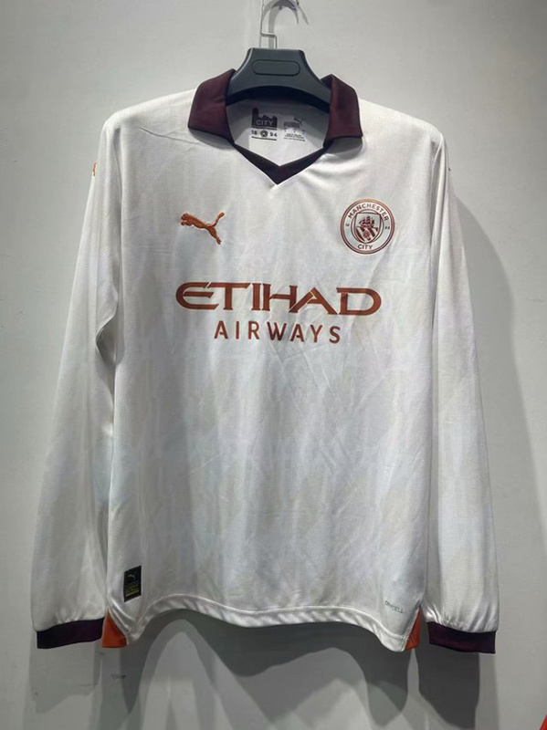 23-24 Man City away white long sleeve jerseey