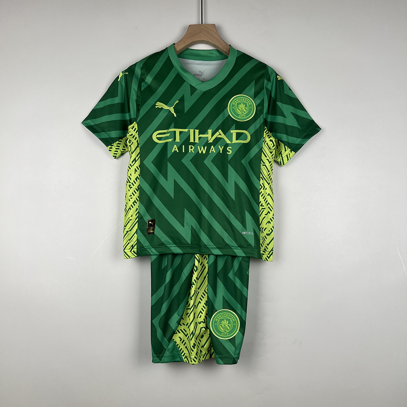 23-24 Man City Green Goalkeeper Kids kit