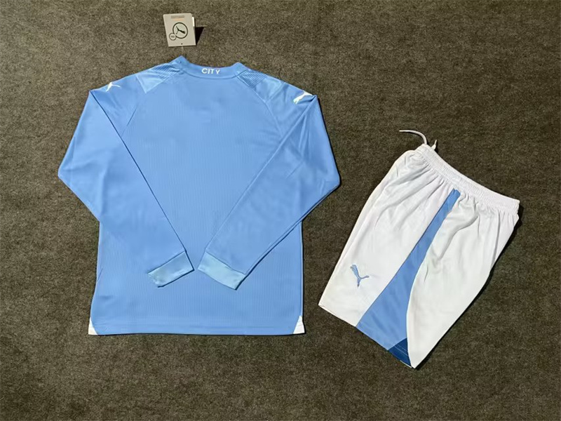23-24 Man City Home long sleeve kids kit
