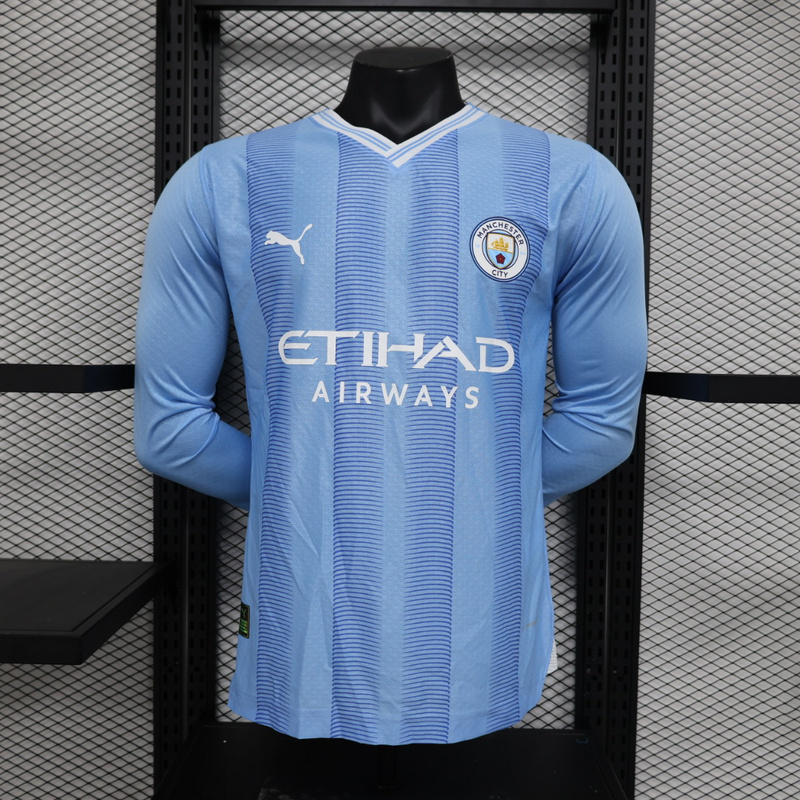 23-24 Man City home long sleeve player version jersey MEN