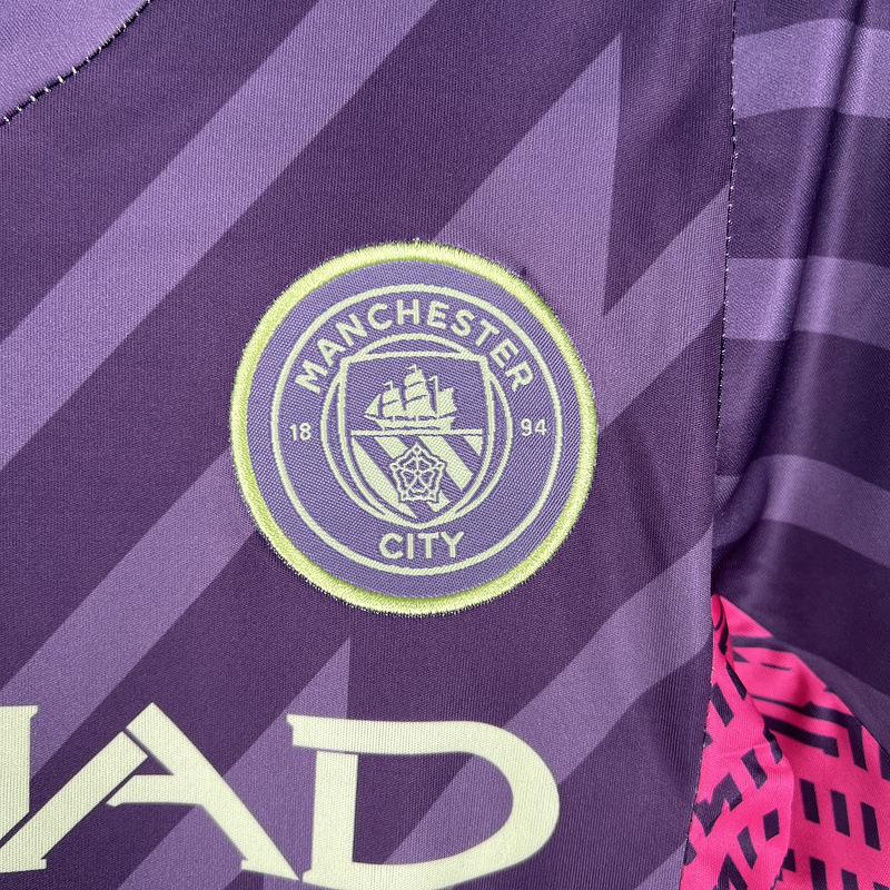 23-24 Man City Purple Goalkeeper kids kit