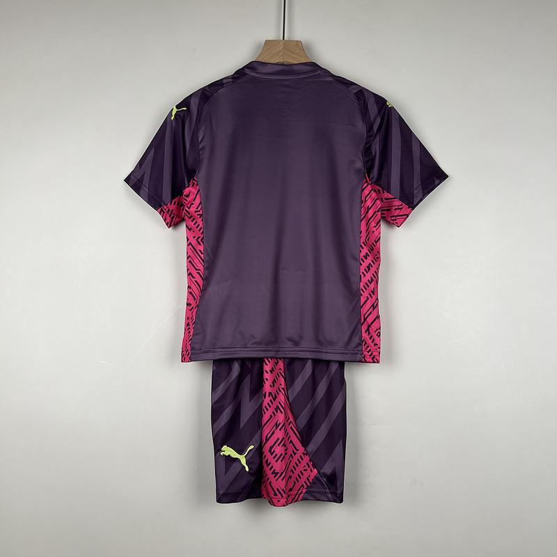 23-24 Man City Purple Goalkeeper kids kit