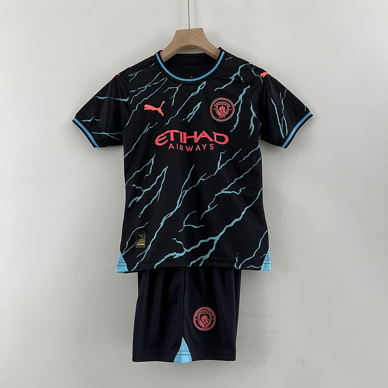 23-24 Man City third away kids kit size