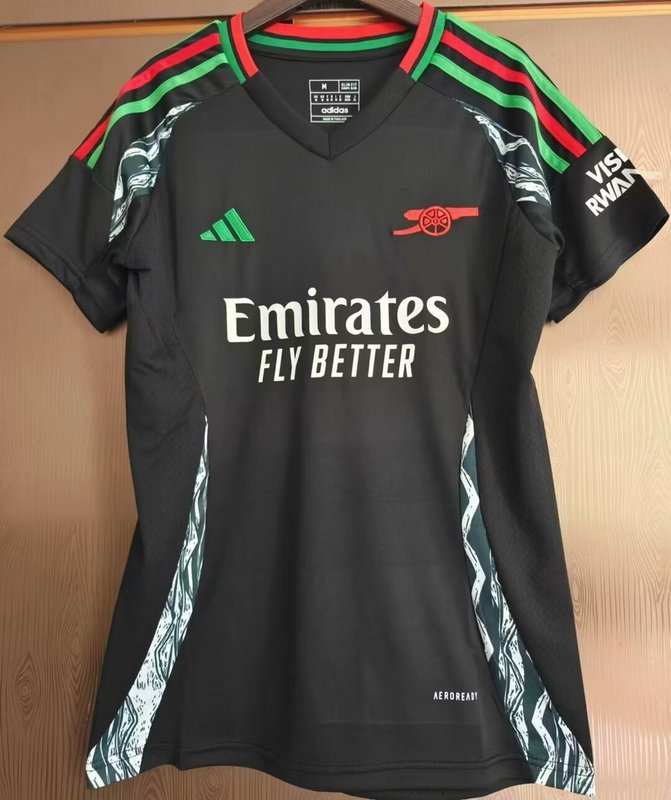 24-25 Arsenal away black woman soccer jersey