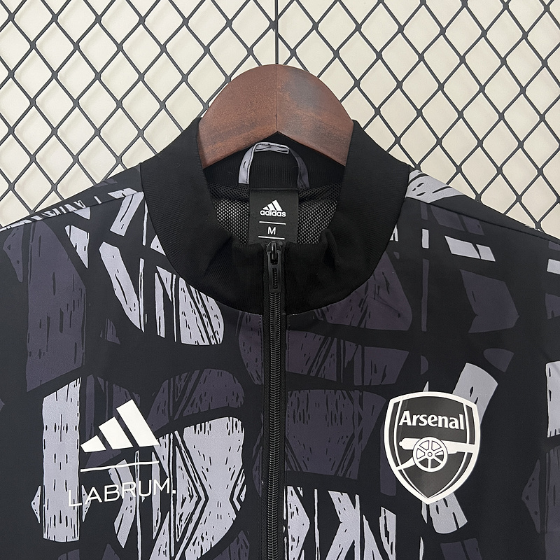24-25 Arsenal gray and black windbreaker