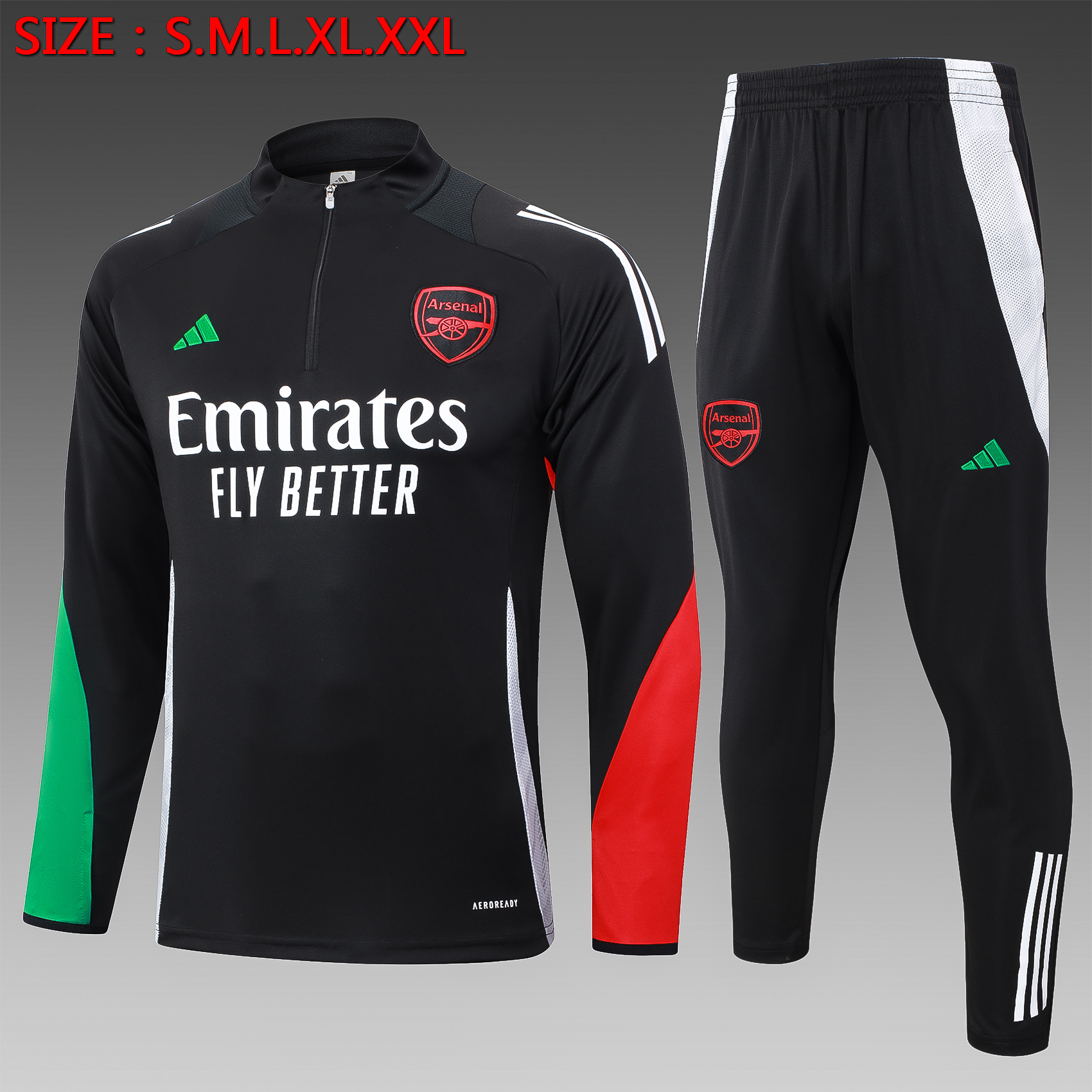 24-25 Arsenal training suit Black/Red/Green