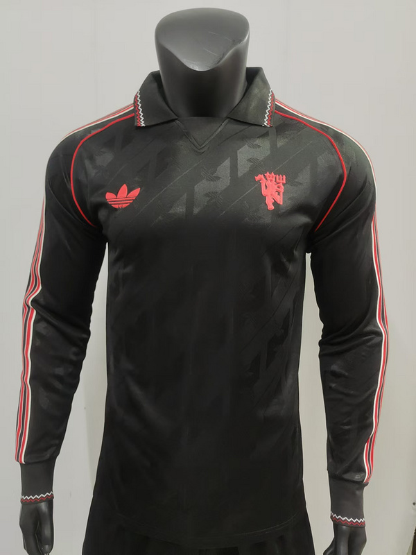 24-25 Man United Black Retro Model Long sleeve Player version jersey