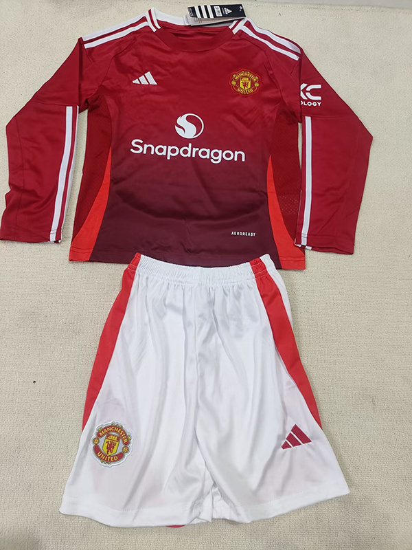 24-25 Man United home long sleeve kids kit