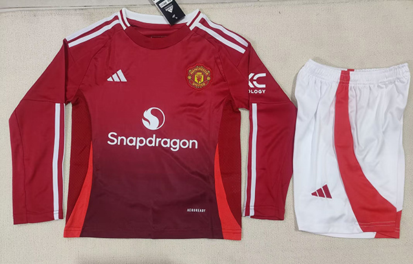 24-25 Man United home long sleeve kids kit