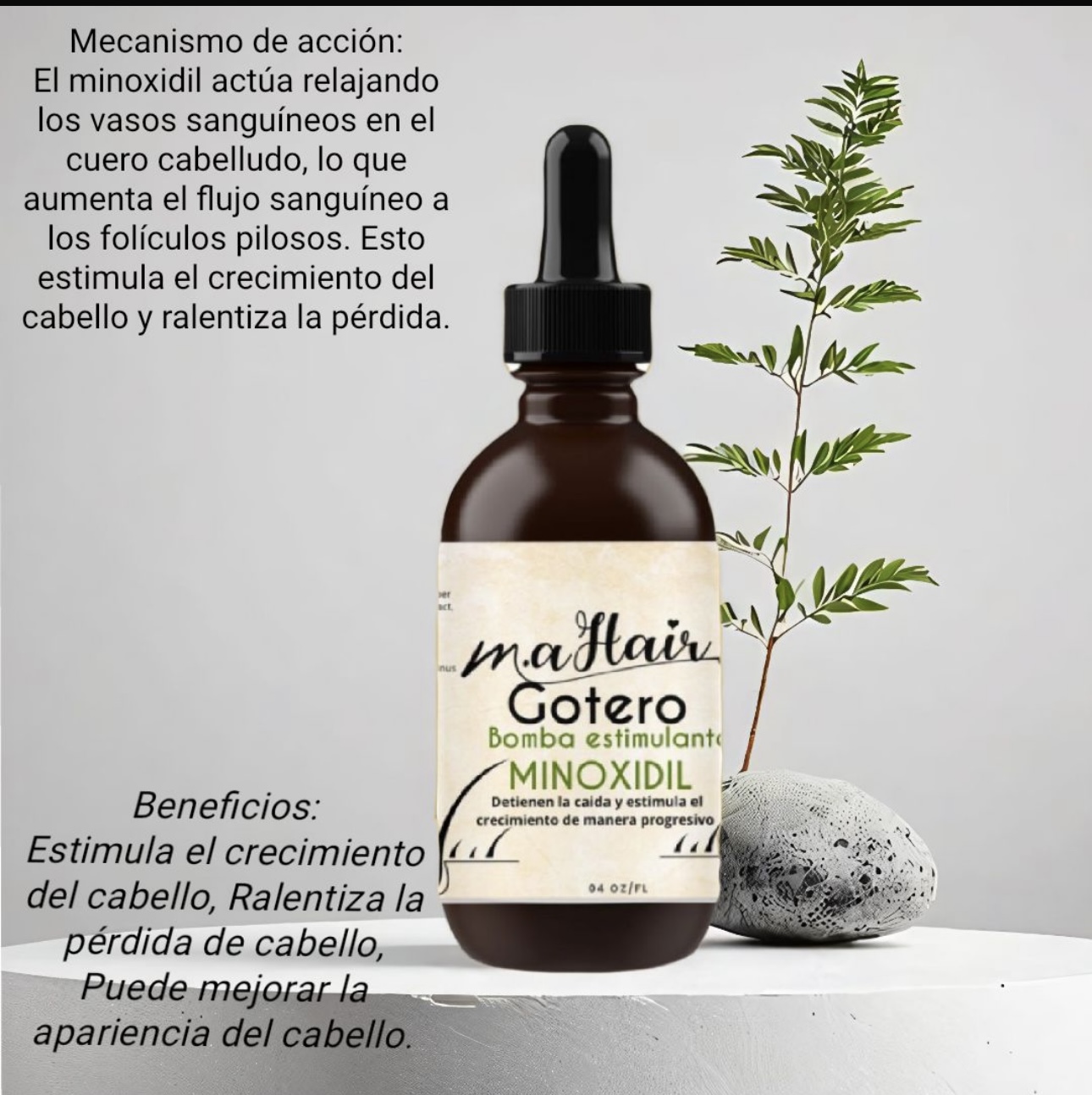 Minoxidil Detienen la caida y estimula el crecimiento de manera progresivo