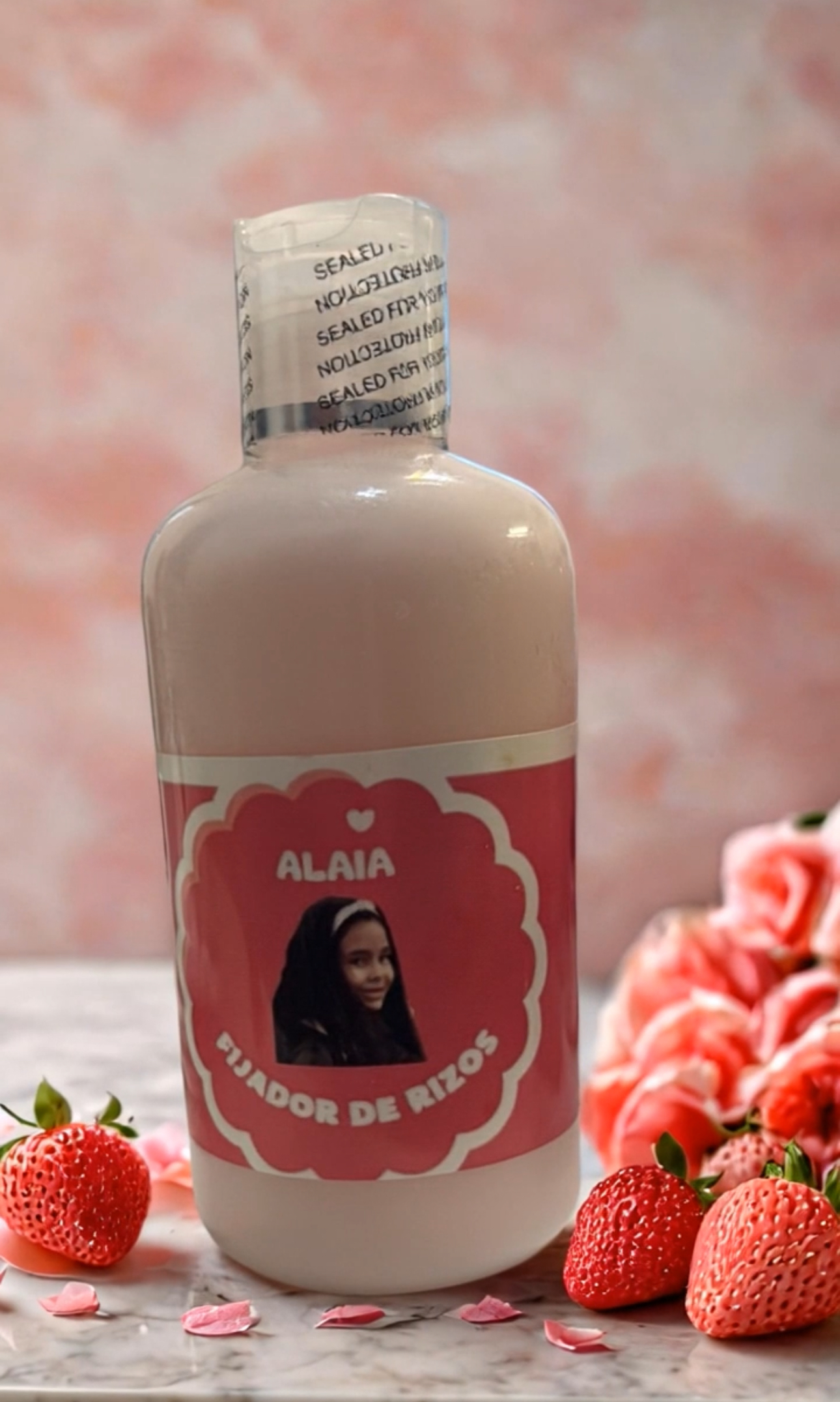 Fijador de rizos para niñas vitamina E y fresa hidratante 