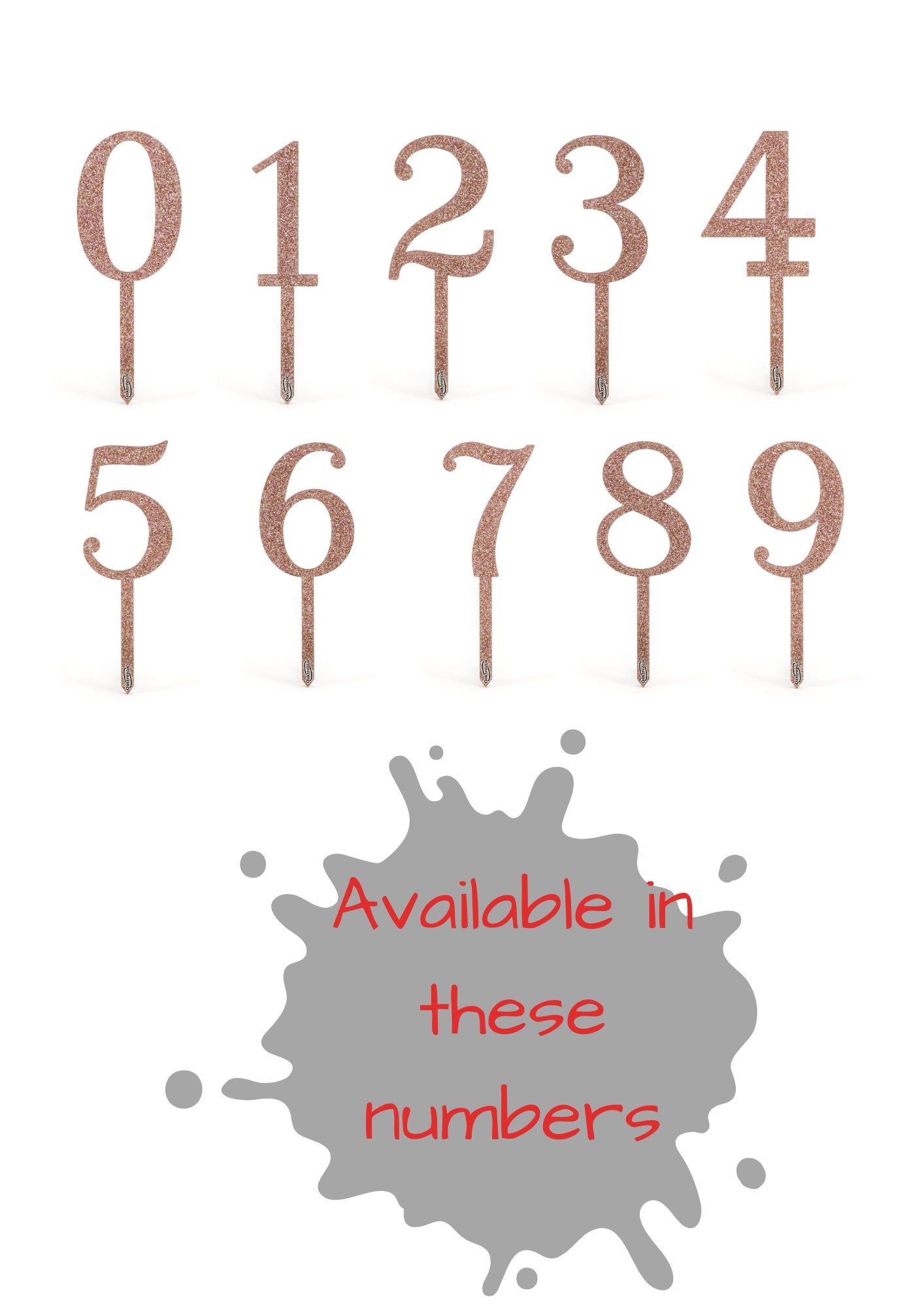 Reusable Acrylic Sparkling Fizz Rose Gold Number 0 Cake Topper