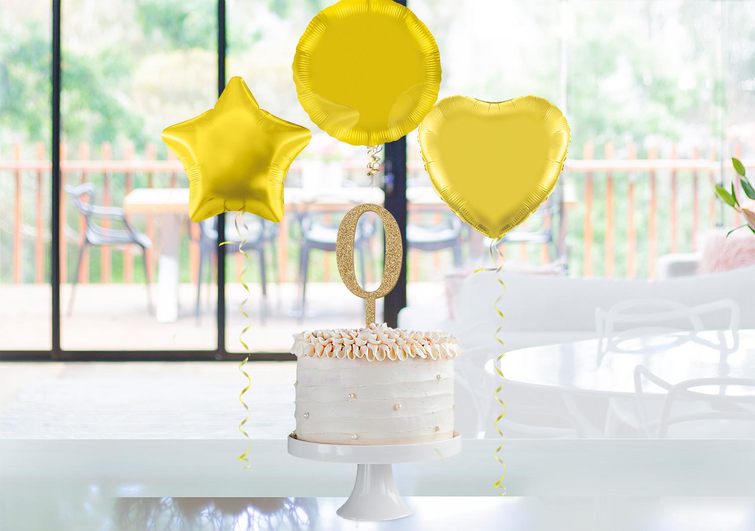 Reusable Acrylic Sparkling Fizz Gold Glitter Cake Topper No. 0 