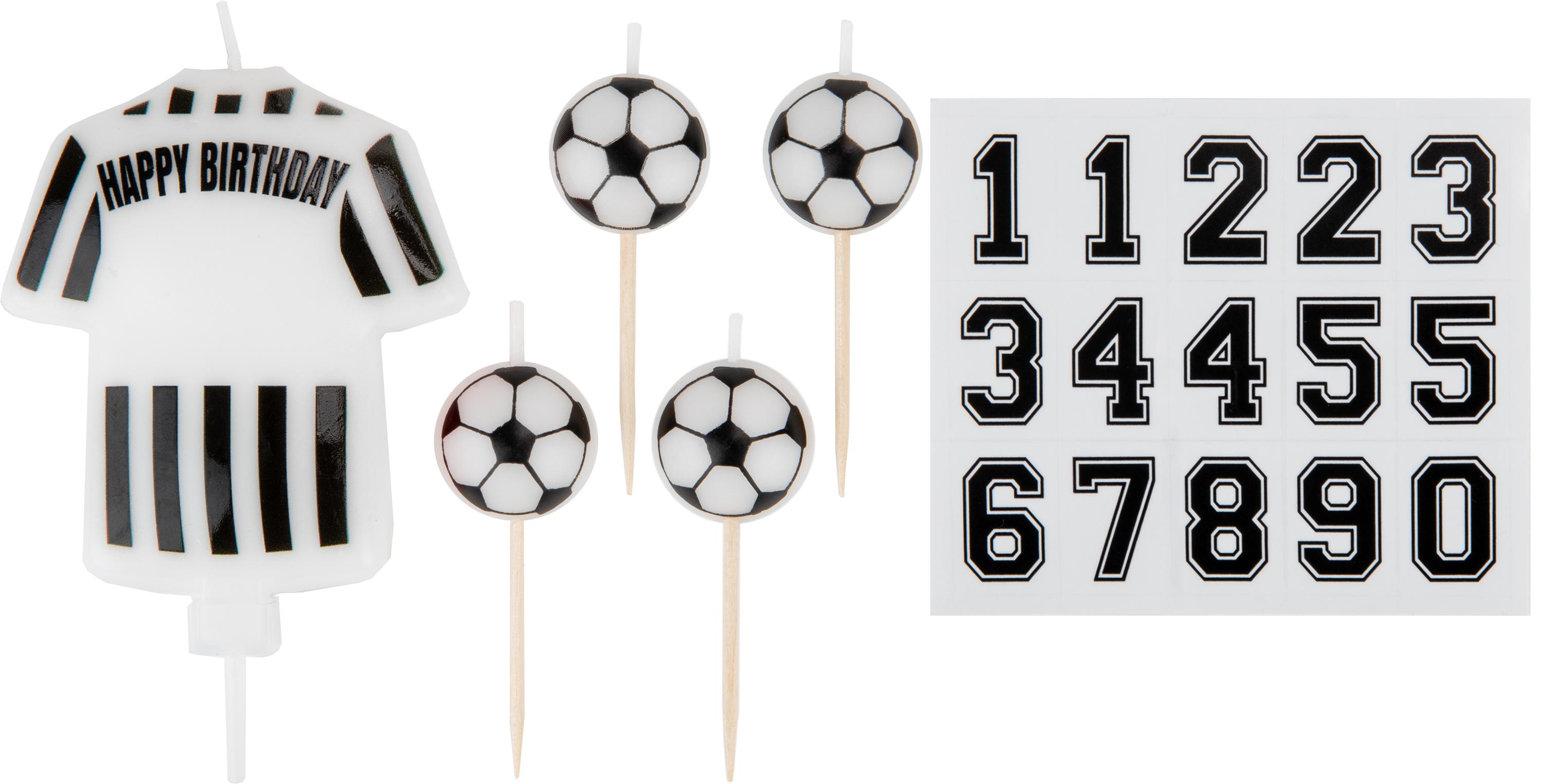 8cm Black and White Stripe Football Birthday Candles