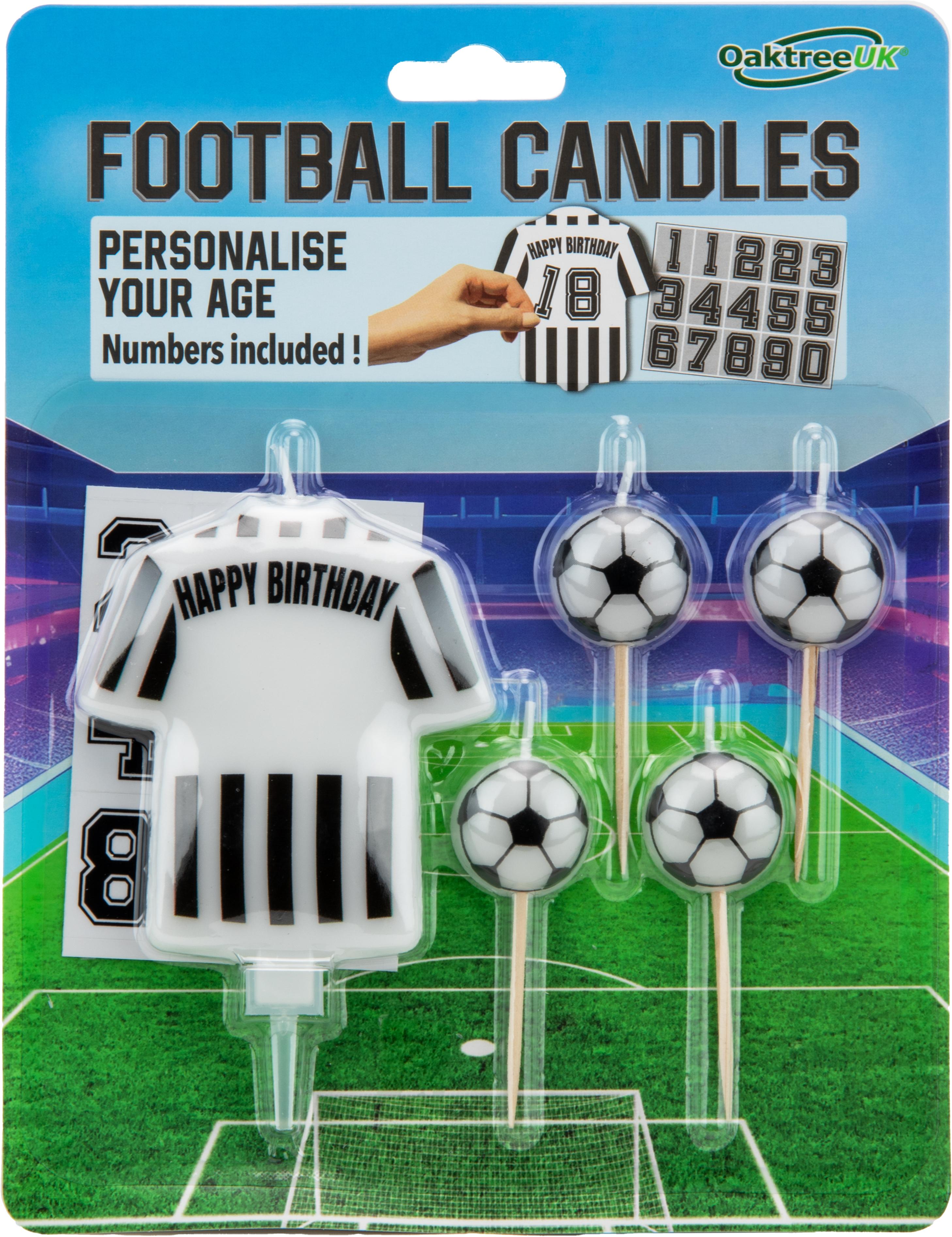 8cm Black and White Stripe Football Birthday Candles