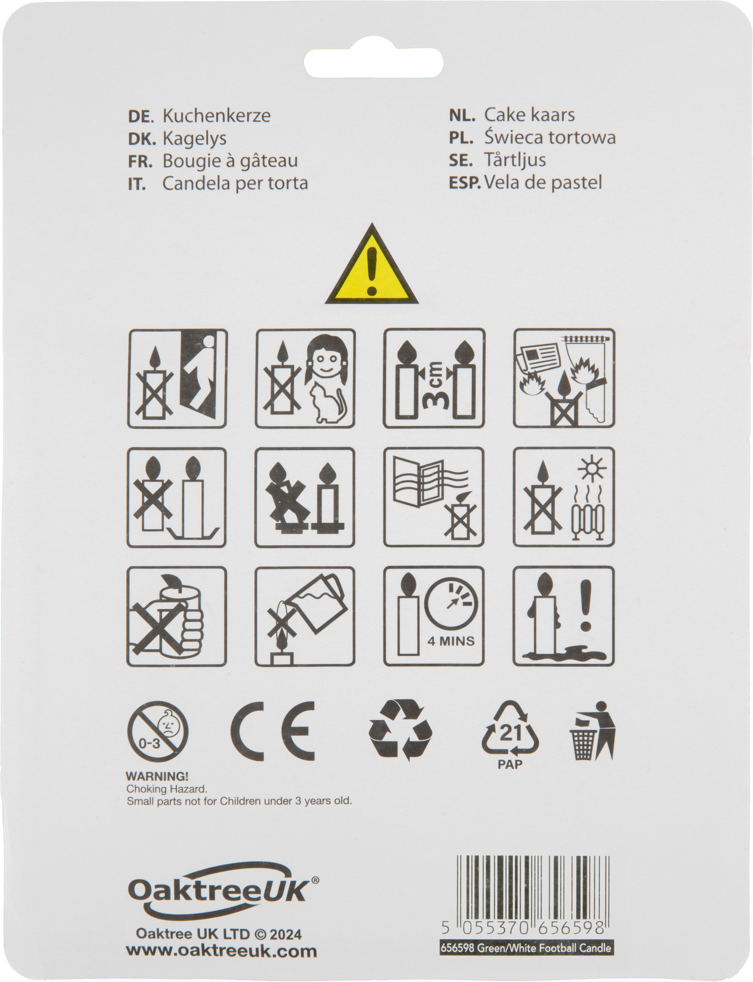 8cm Green and White Stripe Football Shirt Candles