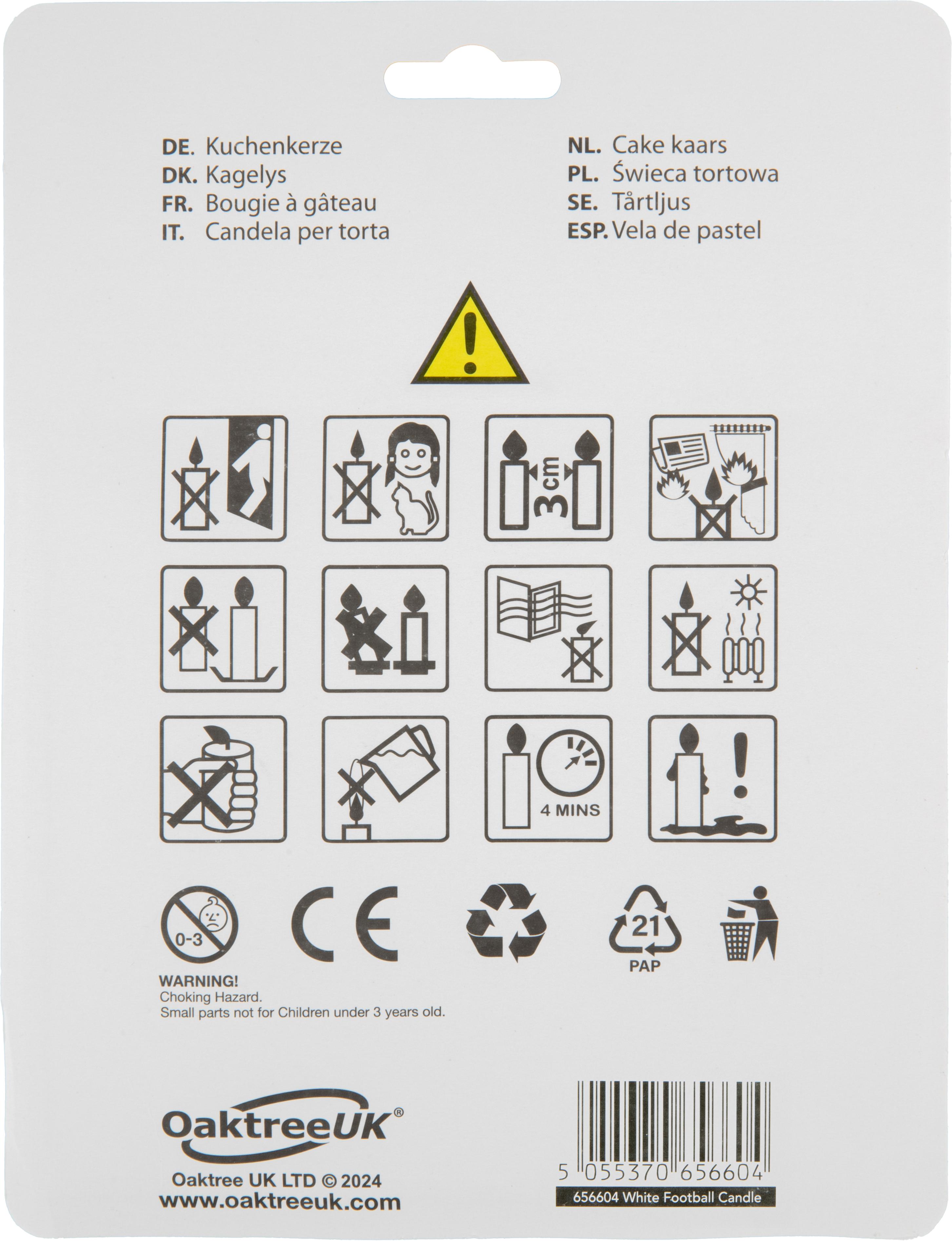 8cm White Shirt Football Candles 