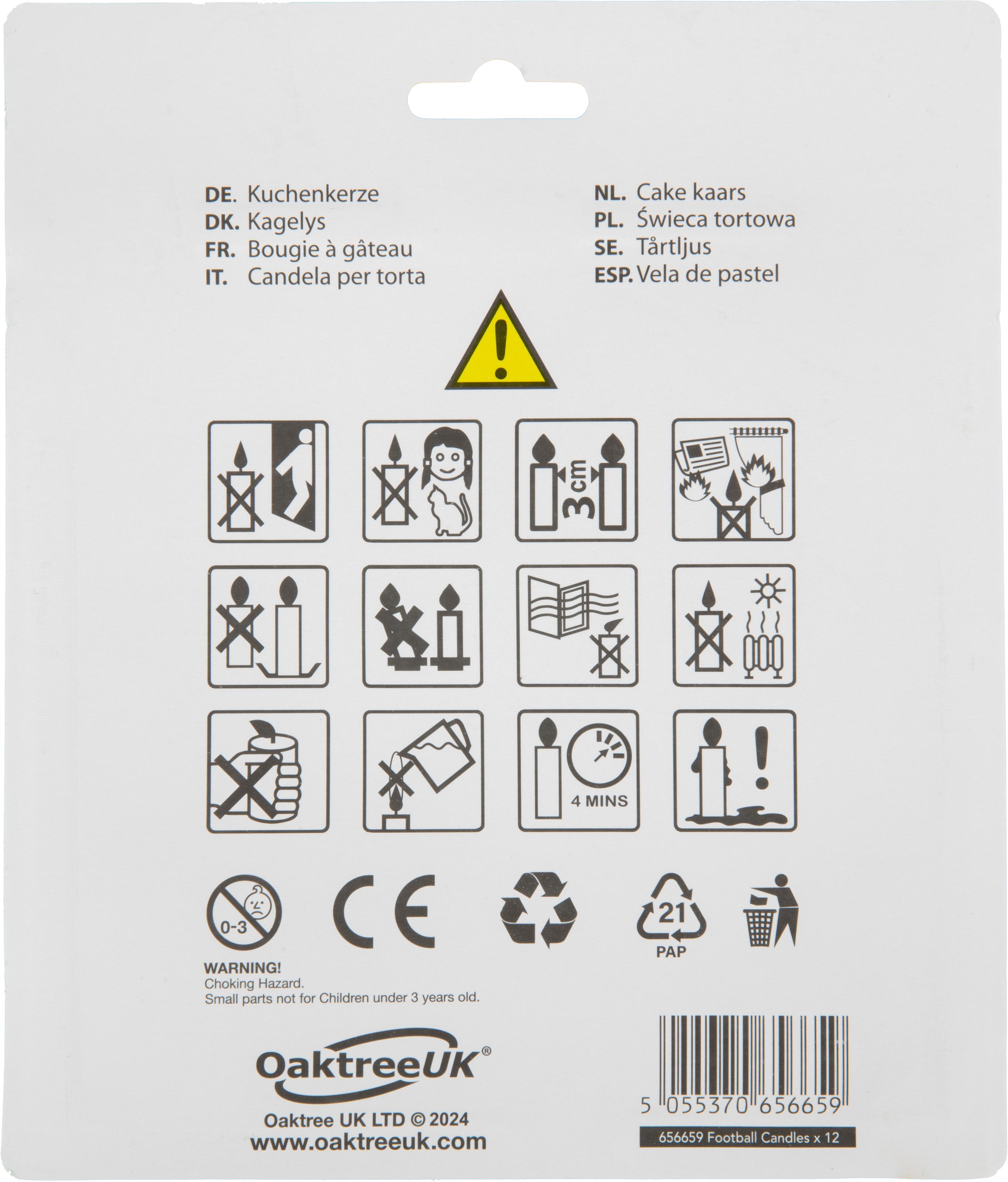 Half Football Candles with Wooden Pick x 12